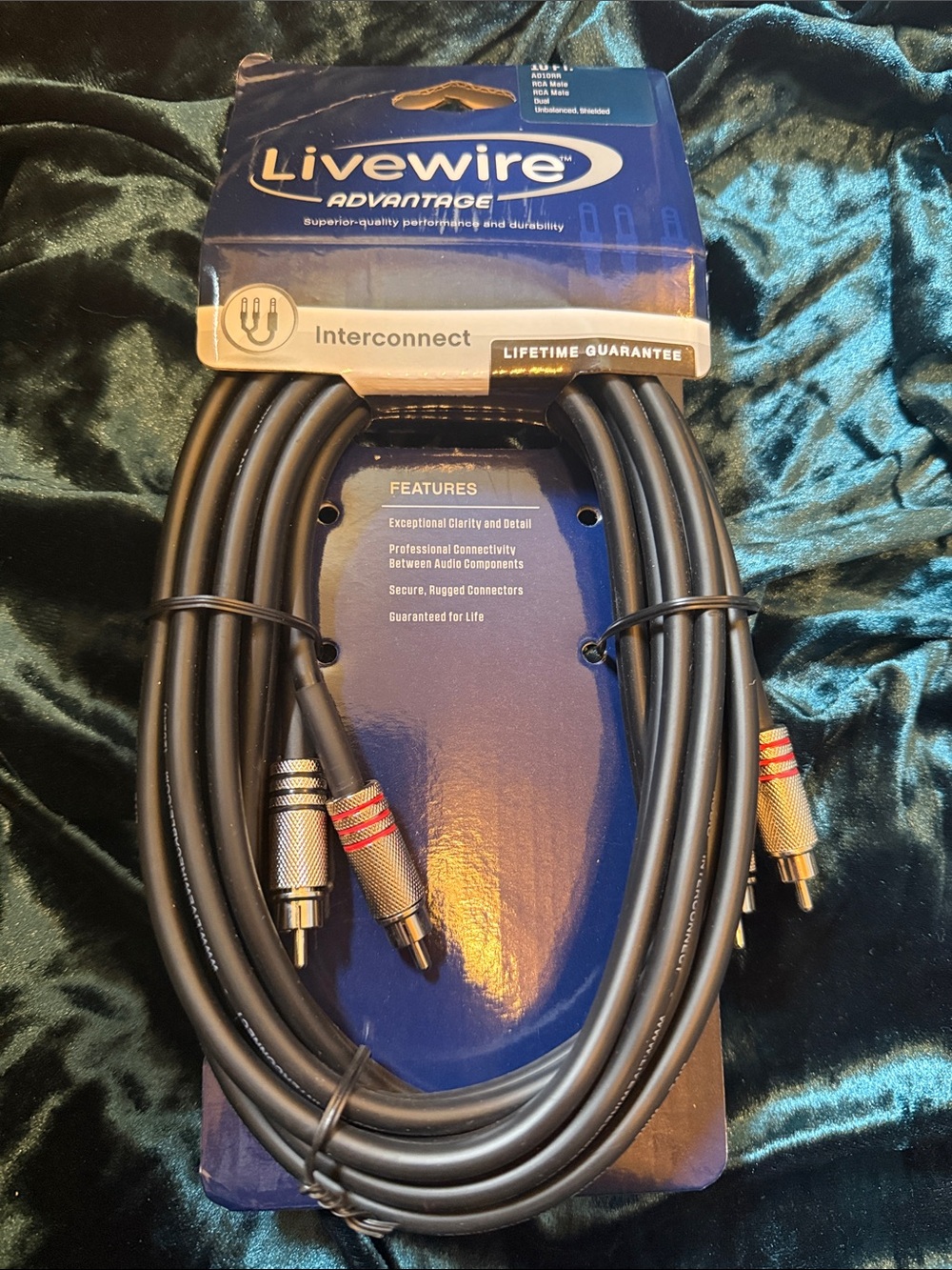 Livewire Advantage interconnect AD10RR RCA Male Dual Unbalanced Shielded Cable